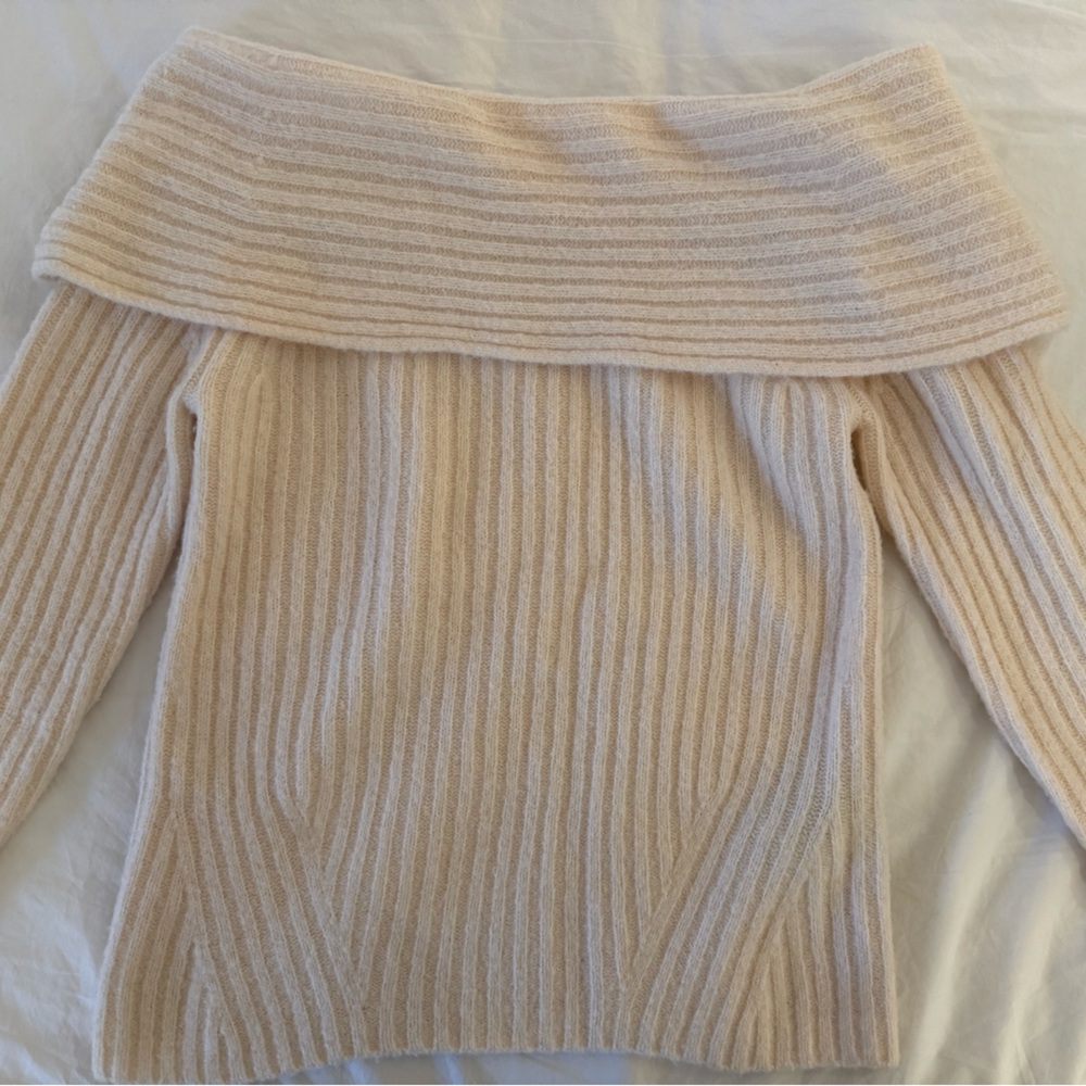Elegant Cream Off-Shoulder Sweater